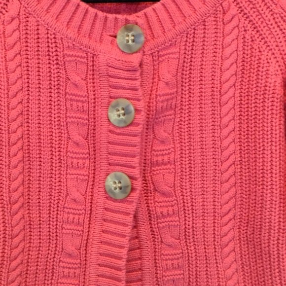Eddie Bauer Coral Pink 3 Button Cropped Cardigan Sweater - Picture 5 of 13